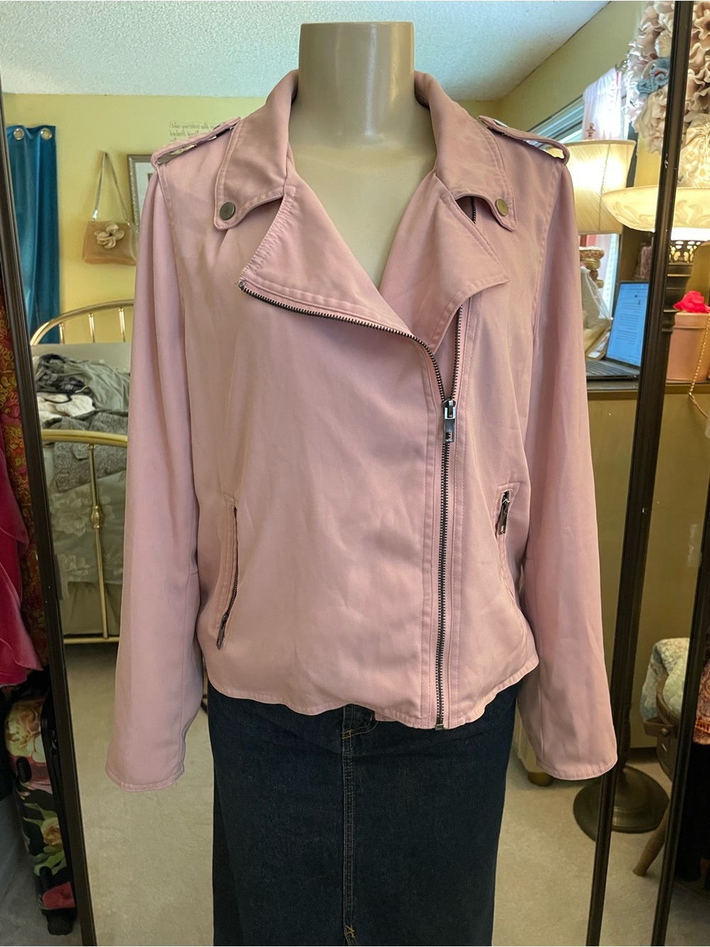 Who What Wear Women's Pink Moto Jacket - Stylish Light Pink Coat